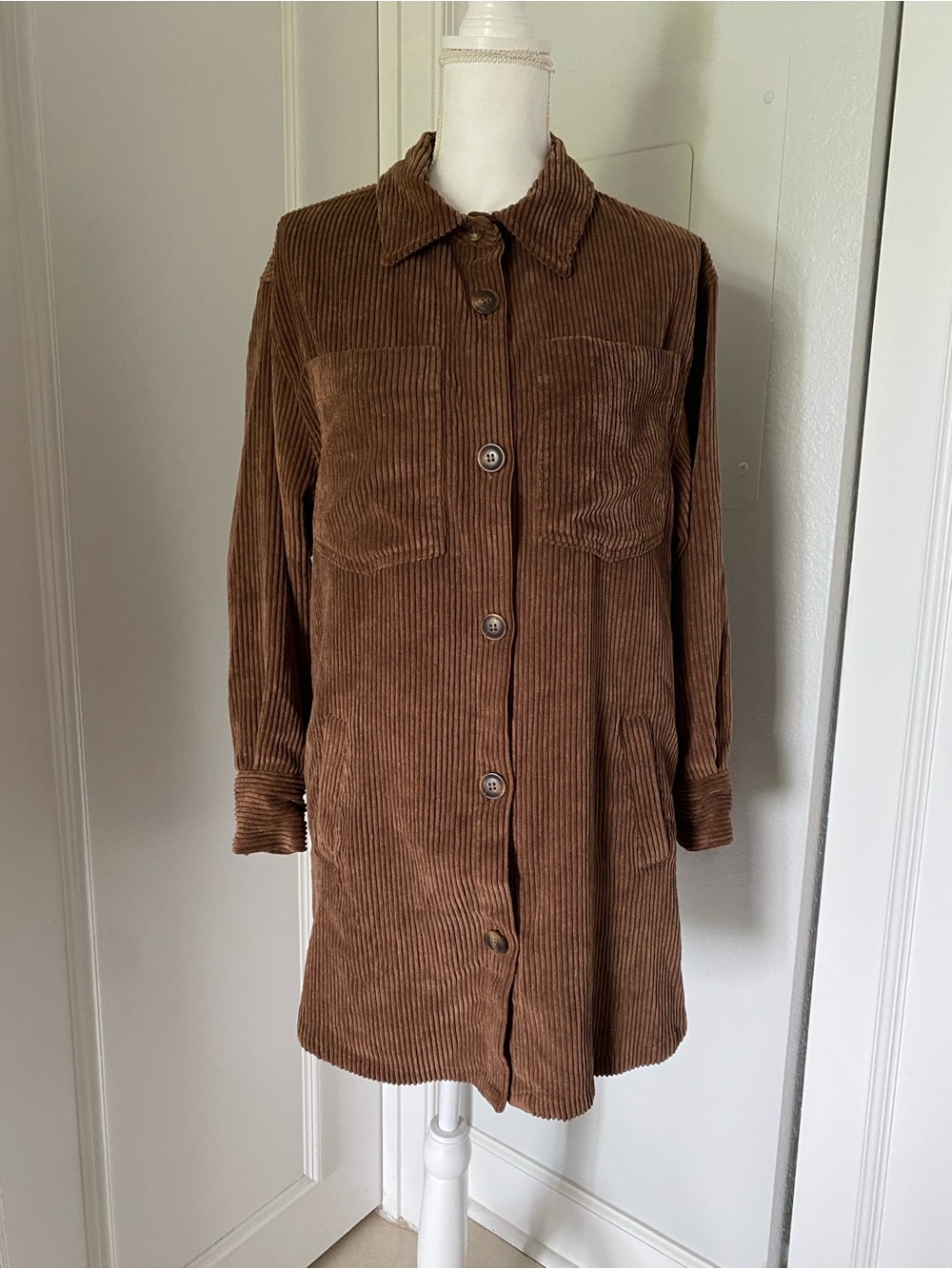 Fall Corduroy Button-Front shirt dress